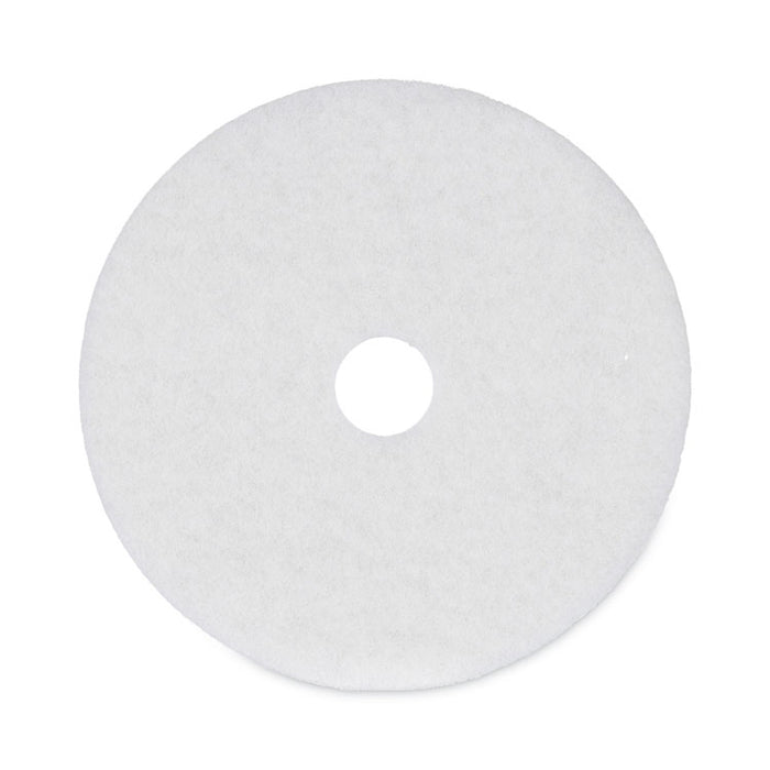 Polishing Floor Pads, 20" Diameter, White, 5/Carton