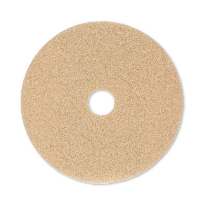 Burnishing Floor Pads, 20" Diameter, Tan, 5/Carton