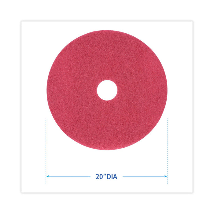 Buffing Floor Pads, 20" Diameter, Red, 5/Carton
