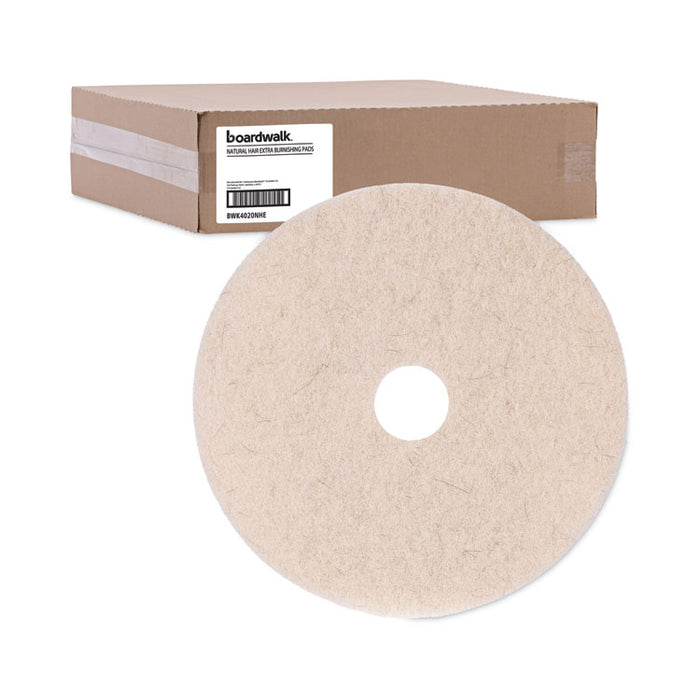 Natural Hog Hair Burnishing Floor Pads, 20" Diameter, Tan, 5/Carton