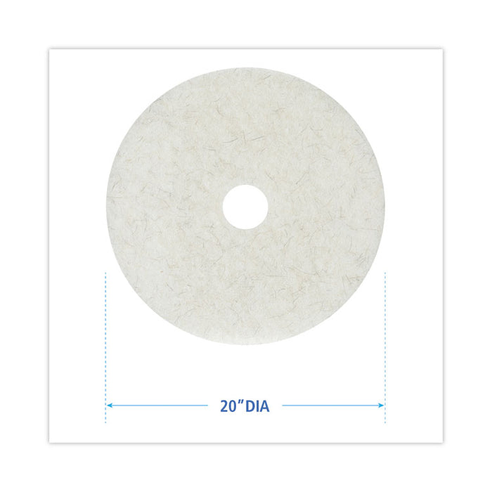 Natural Burnishing Floor Pads, 20" Diameter, White, 5/Carton