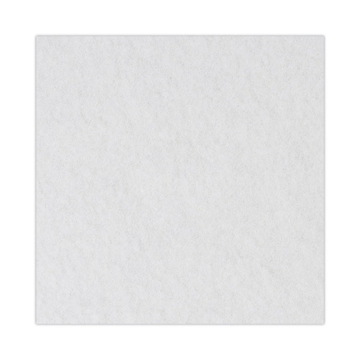 Polishing Floor Pads, 19" Diameter, White, 5/Carton