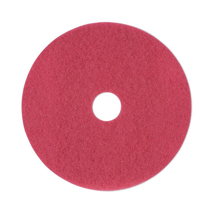 Buffing Floor Pads, 19" Diameter, Red, 5/Carton