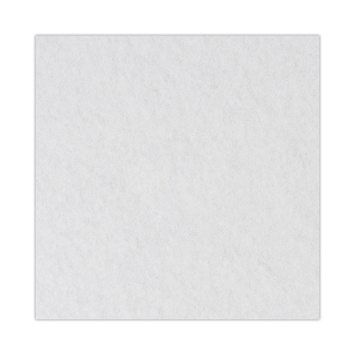 Polishing Floor Pads, 18" Diameter, White, 5/Carton