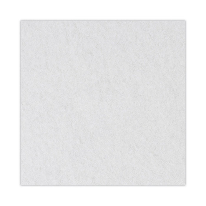 Polishing Floor Pads, 17" Diameter, White, 5/Carton