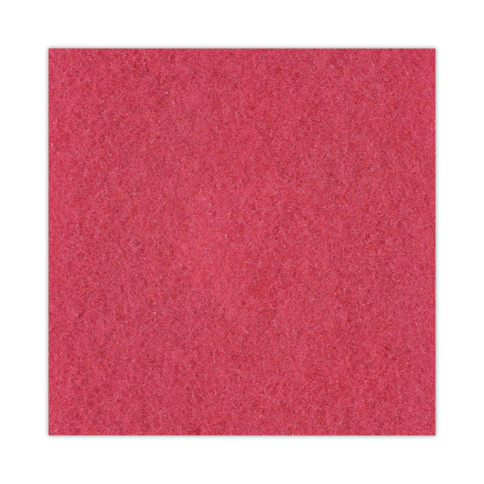 Buffing Floor Pads, 17" Diameter, Red, 5/Carton