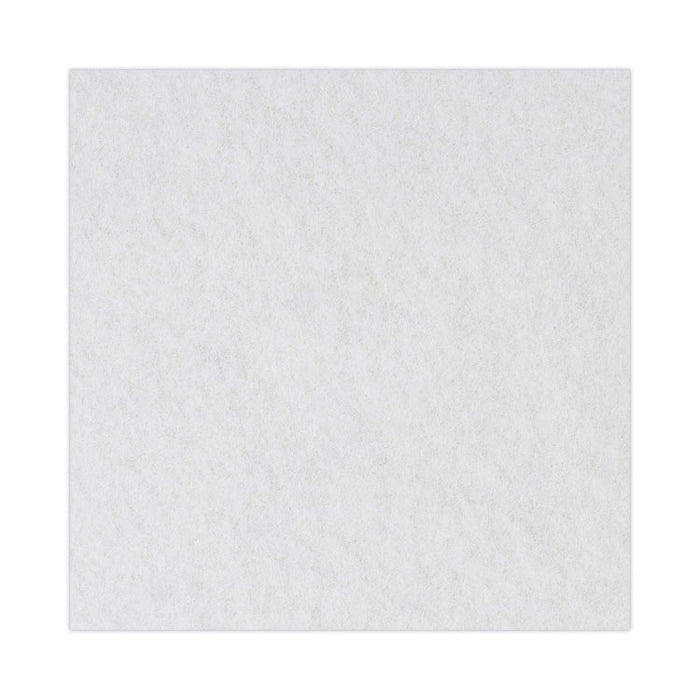Polishing Floor Pads, 16" Diameter, White, 5/Carton