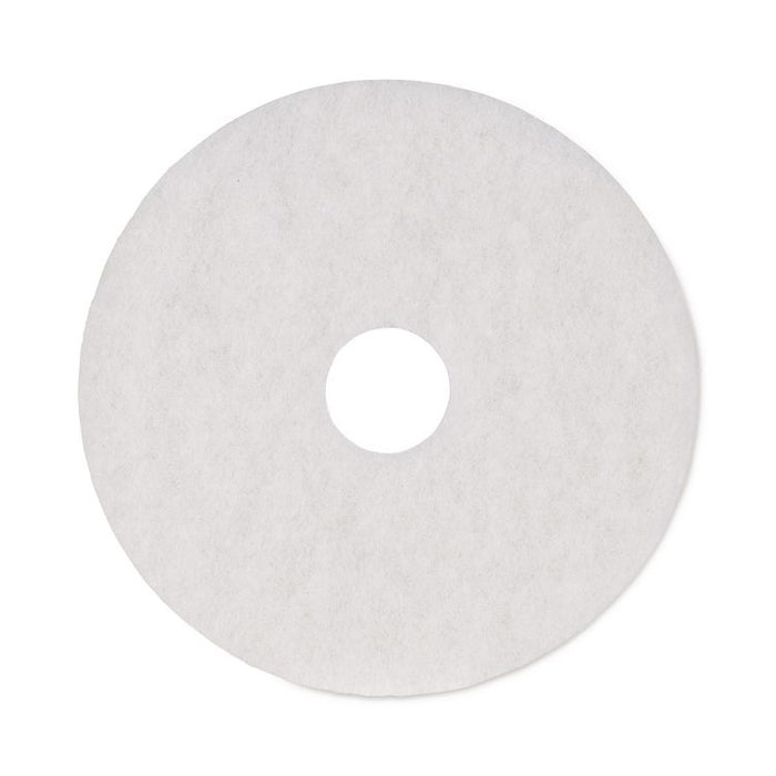 Polishing Floor Pads, 16" Diameter, White, 5/Carton