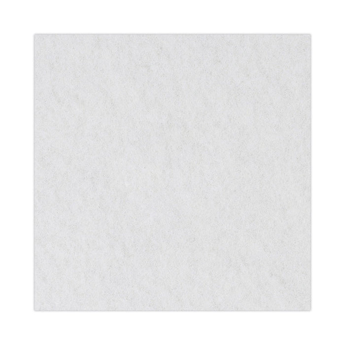 Polishing Floor Pads, 15" Diameter, White, 5/Carton