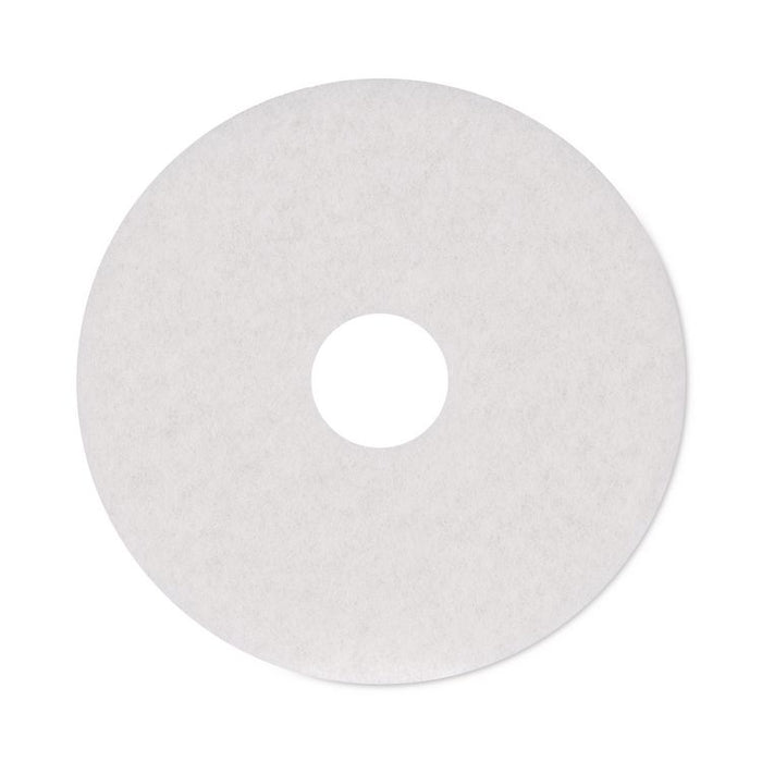 Polishing Floor Pads, 15" Diameter, White, 5/Carton