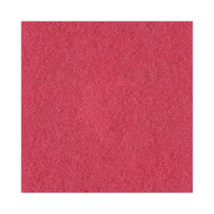 Buffing Floor Pads, 14" Diameter, Red, 5/Carton