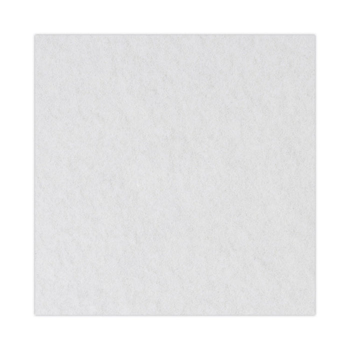 Polishing Floor Pads, 13" Diameter, White, 5/Carton
