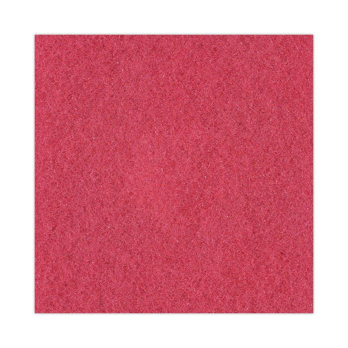 Buffing Floor Pads, 13" Diameter, Red, 5/Carton