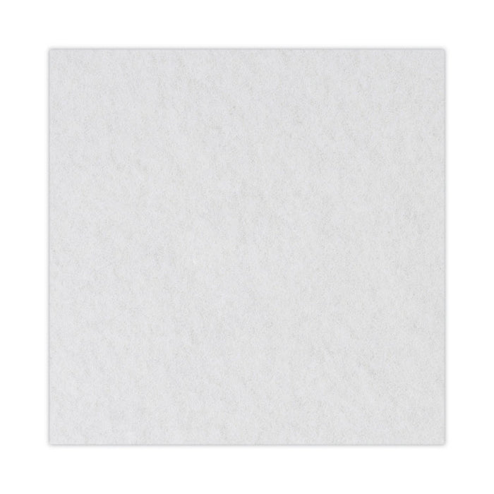 Polishing Floor Pads, 12" Diameter, White, 5/Carton