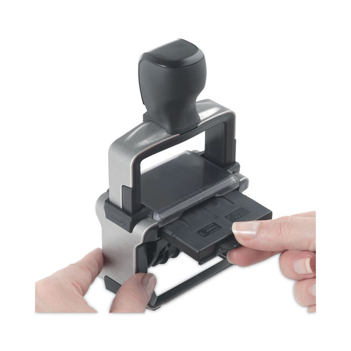 Professional 12-Message Date Stamp, Self-Inking, 2.25 x 0.38, Black