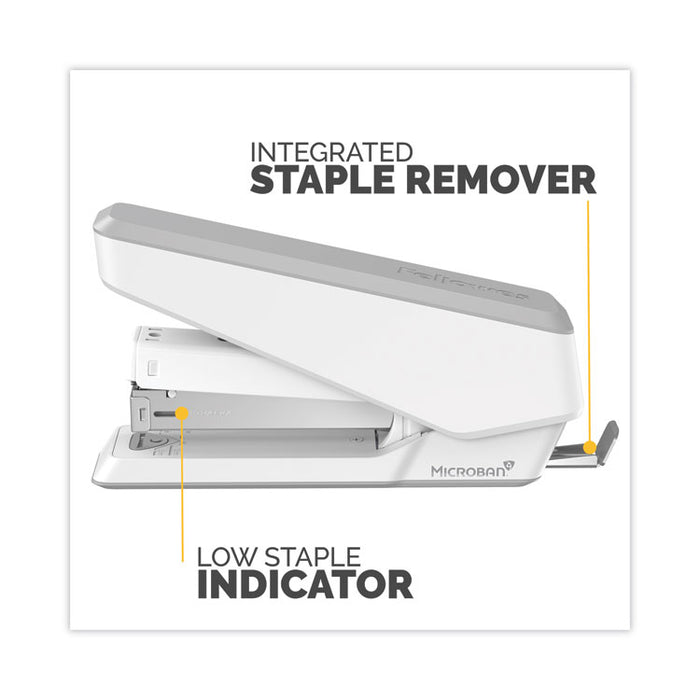 LX850 EasyPress Full Strip Stapler with Antimicrobial Protection, 25-Sheet Capacity, White