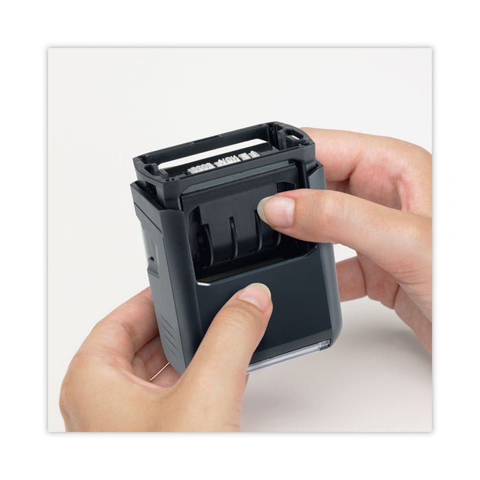 Printy Economy 5-in-1 Date Stamp, Self Inking, 1.63" x 1", Blue/Red