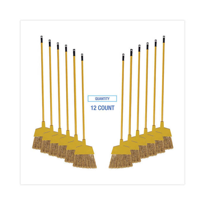 Poly Bristle Angler Broom, 53" Length, Yellow, 12/Carton