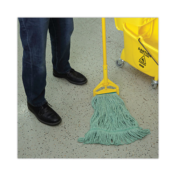 Narrowband Looped-End Mop Head, Premium Standard Head, Cotton/Rayon Fiber, Medium, Green, 12/Carton