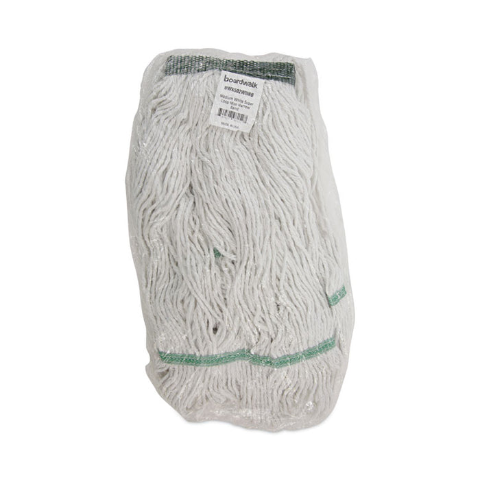 Narrowband Looped-End Mop Head, Premium Standard Head, Cotton/Rayon /Synthetic Fiber, Medium, White