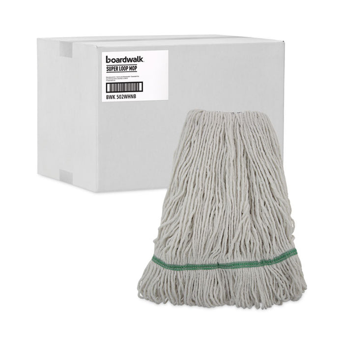 Narrowband Looped-End Mop Head, Premium Standard Head, Cotton/Rayon /Synthetic Fiber, Medium, White