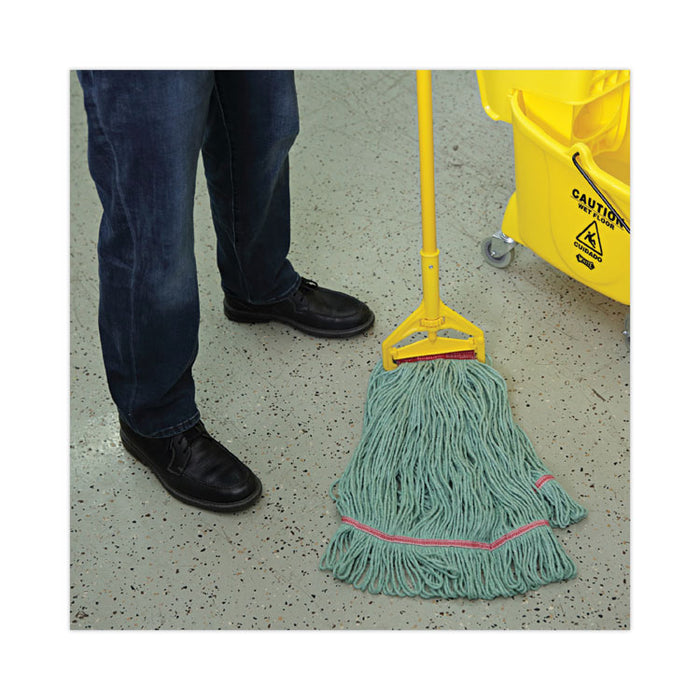 Narrowband Looped-End Mop Head, Premium Standard Head, Cotton/Rayon/Synthetic Fiber, Large, Green