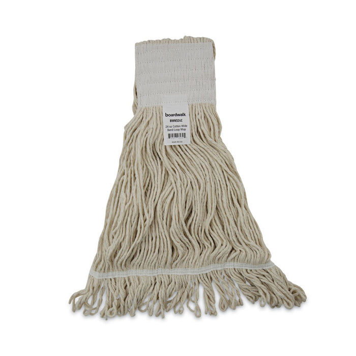 Mop Head, Pro Loop Web/Tailband, Premium Saddleback Head, Cotton, 24 oz, White, 12/Carton