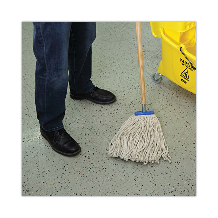 Cut-End Lie-Flat Wet Mop Head, Cotton, 16 oz, White, 12/Carton