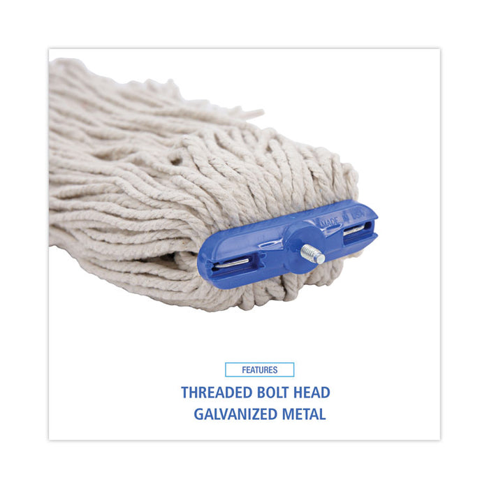 Cut-End Lie-Flat Wet Mop Head, Cotton, 16 oz, White, 12/Carton