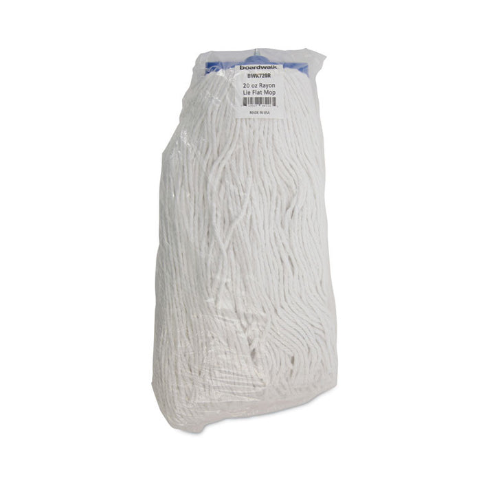 Mop Head, Economical Lie-Flat Head, Rayon Fiber, 20 oz, White, 12/Carton