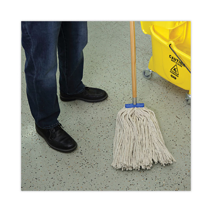 Cut-End Lie-Flat Wet Mop Head, Cotton, 24 oz, White, 12/Carton
