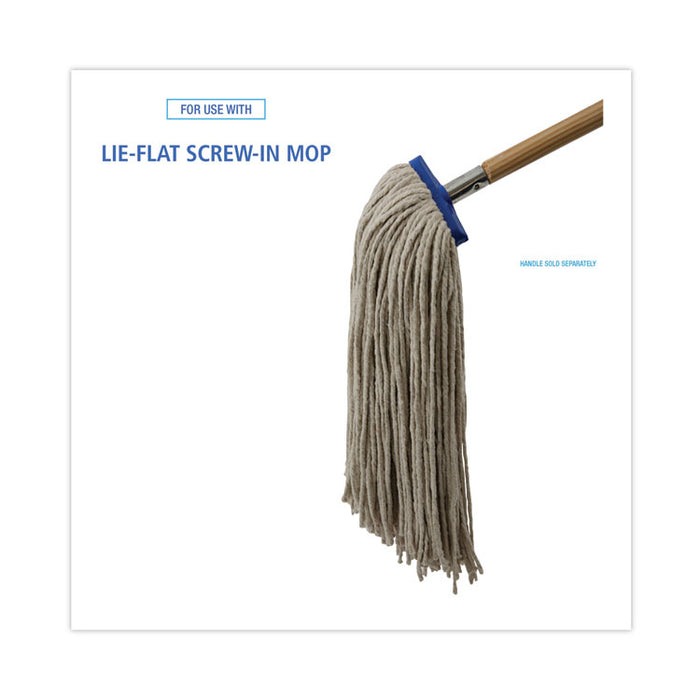 Cut-End Lie-Flat Wet Mop Head, Cotton, 24 oz, White