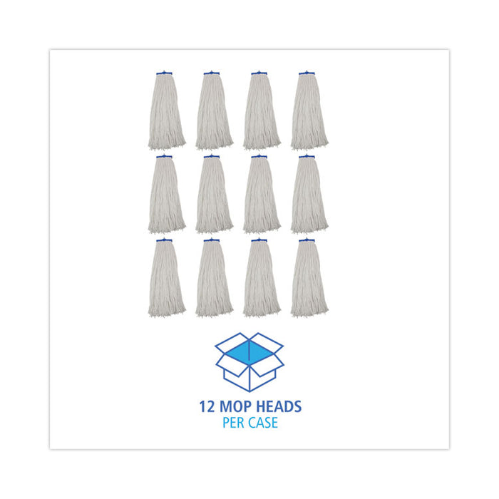 Mop Head, Economical Lie-Flat Head, Rayon Fiber, 32 oz, White, 12/Carton