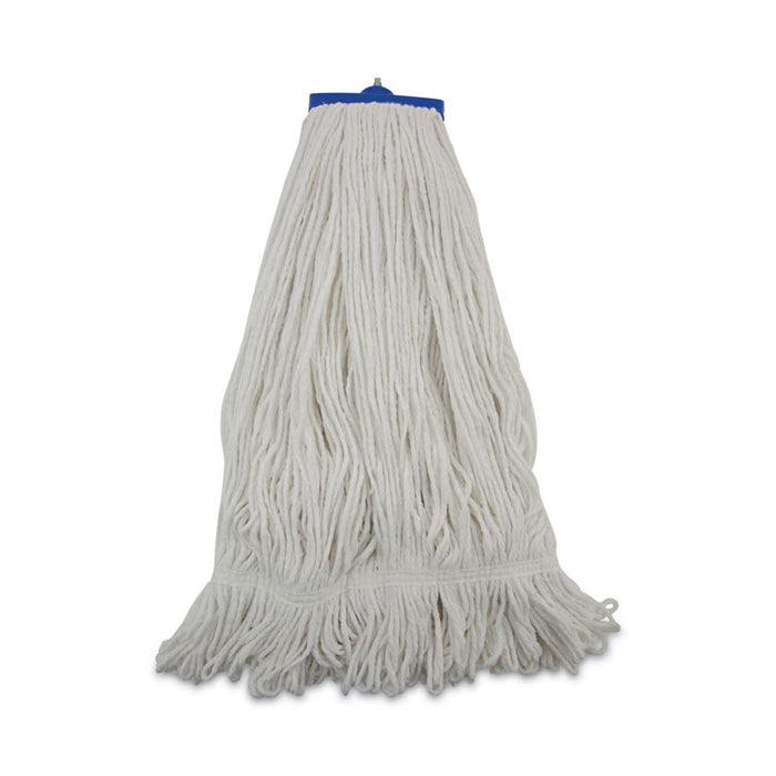 Mop Head, Lie-Flat Head, Rayon Fiber, 24 oz, White, 12/Carton