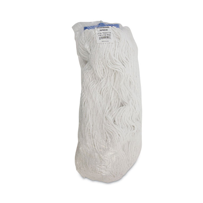 Mop Head, Lie-Flat Head, Rayon Fiber, 24 oz, White, 12/Carton