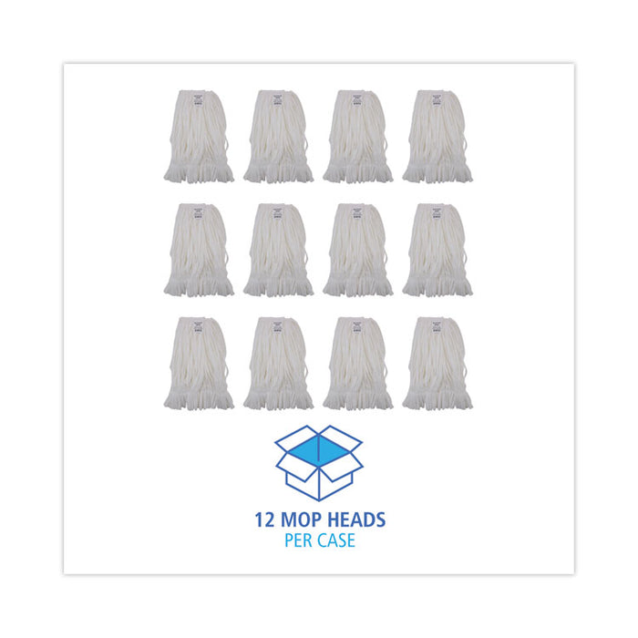 Mop Head, Looped, Enviro Clean With Tailband, Cotton/Synthetic, Medium, White, 12/Carton