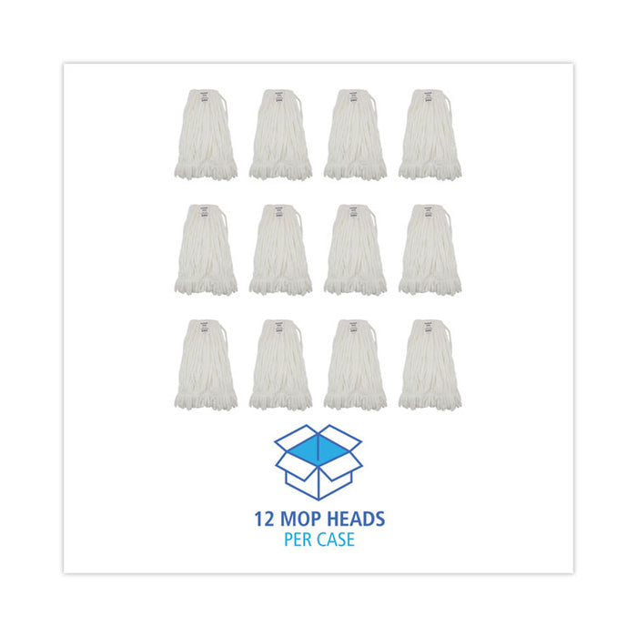 Mop Head, Looped, Enviro Clean With Tailband, Cotton/Synthetic, Large, White, 12/Carton