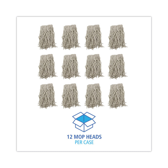 Mop Head, Cotton, Cut-End, White, 4-Ply, #16 Band, 12/Carton