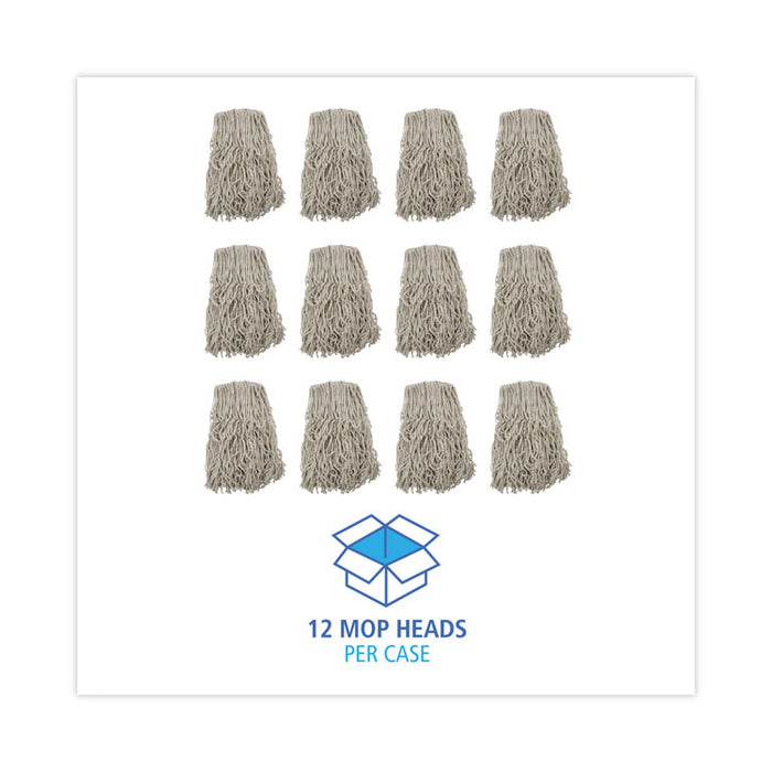 Banded Cotton Mop Heads, 24 oz, White, 12/Carton