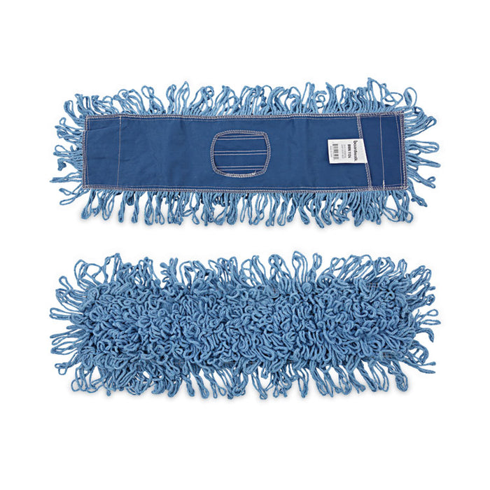 Dry Mopping Kit, 24 x 5 Blue Synthetic Head, 60" Natural Wood/Metal Handle