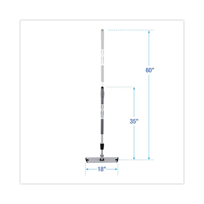Microfiber Cleaning Kit, 18" Blue/Green Microfiber Head, 35" to 60" Gray Aluminum Handle