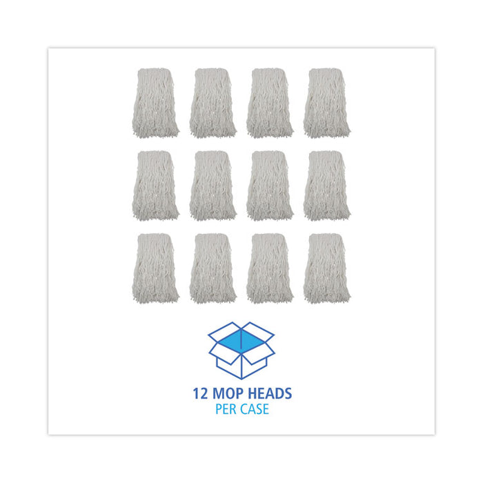 Banded Rayon Cut-End Mop Heads, #24, White, 1.25" Headband, 12/Carton