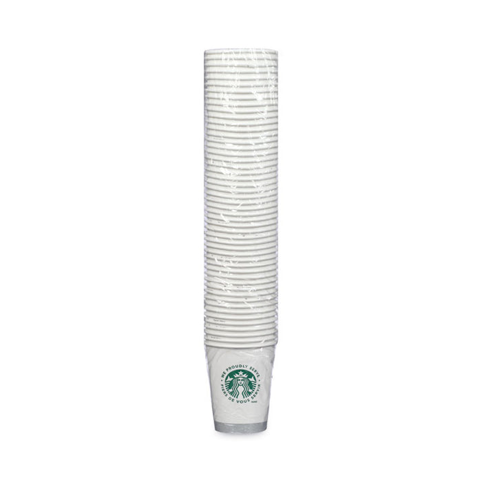 Hot Cups, 12 oz, Paper, White with Green Starbucks Logo, 1,000/Carton