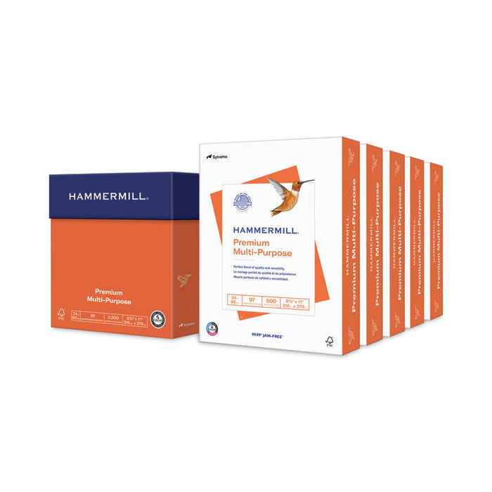 Premium Multipurpose Print Paper, 97 Bright, 24-lb Bond Weight, 8.5 x 11, White, 500 Sheets/Ream, 5 Reams/Carton
