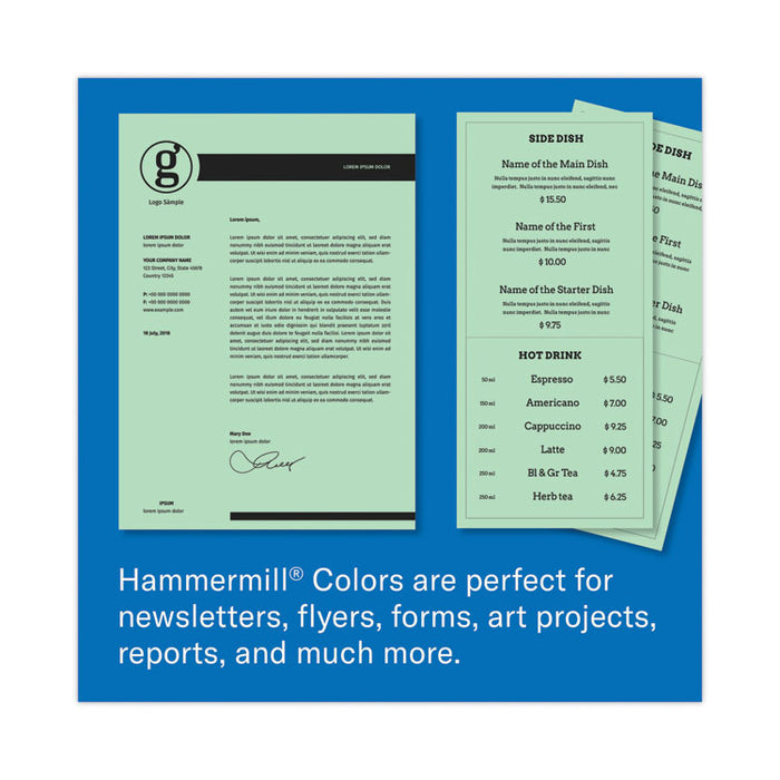 Colors Print Paper, 20 lb Bond Weight, 8.5 x 11, Green, 500 Sheets/Ream, 10 Reams/Carton