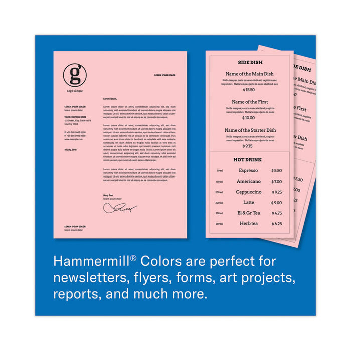 Colors Print Paper, 20 lb Bond Weight, 8.5 x 11, Pink, 500/Ream