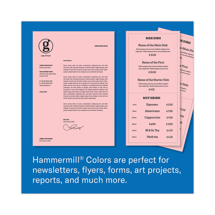 Colors Print Paper, 20 lb Bond Weight, 8.5 x 11, Pink, 500 Sheets/Ream, 10 Reams/Carton