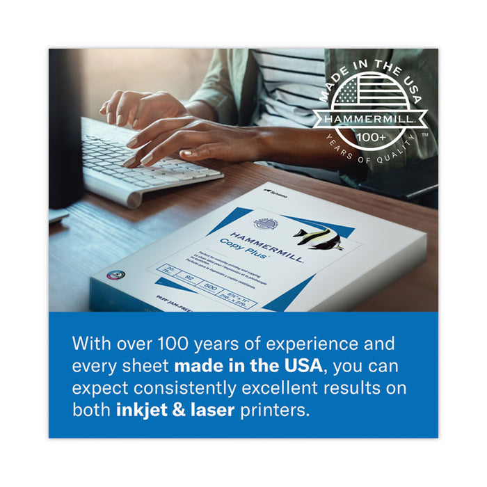 Copy Plus Print Paper, 92 Bright, 20 lb Bond Weight, 8.5 x 14, White, 500 Sheets/Ream, 10 Reams/Carton