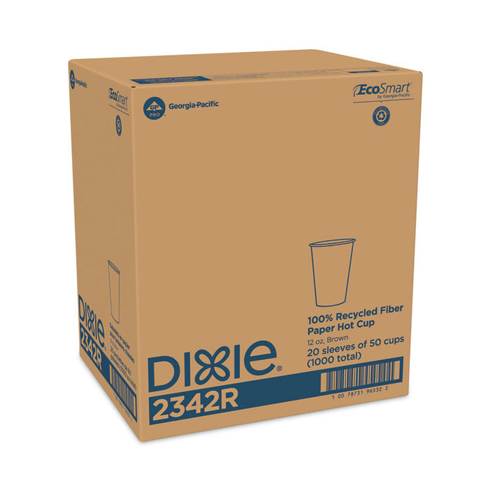 EcoSmart Recycled Fiber Hot/Cold Cups, 12 oz, Paper, Kraft/Green, 50/Sleeve, 20 Sleeves/Carton