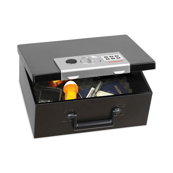 Steel Fireproof Safe with Keypad Lock, 12.7 x 10.4 x 5.5, 0.27 cu ft, Black